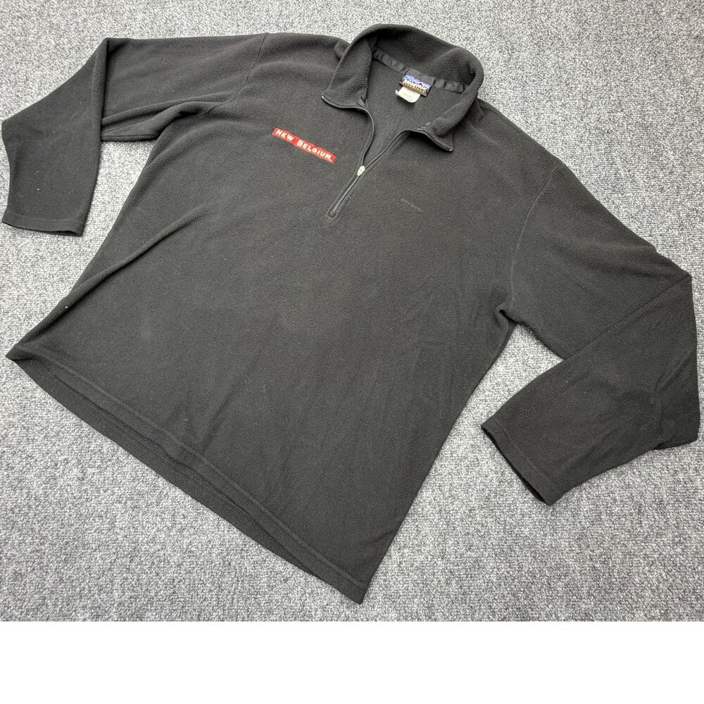 Vintage Patagonia Synchilla Fleece Mens L Black New Belgium Quarter Zip